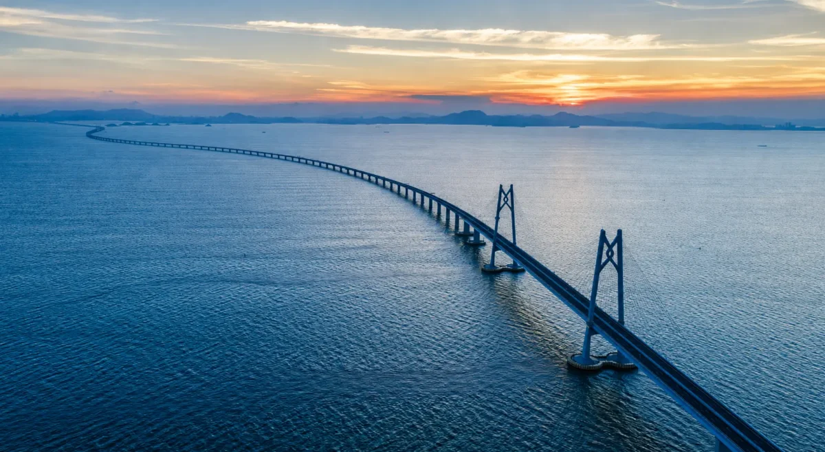 Aerial view of the Hong Kong–Zhuhai–Macao Bridge