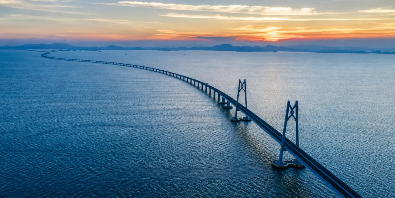 Aerial view of the Hong Kong–Zhuhai–Macao Bridge